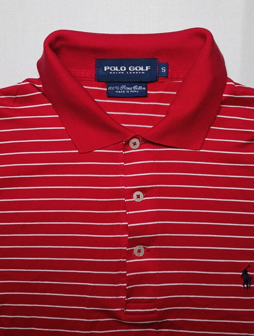 Polo Golf Ralph Lauren Mens Pima Cotton Polo Shirt Small Red White Stripes